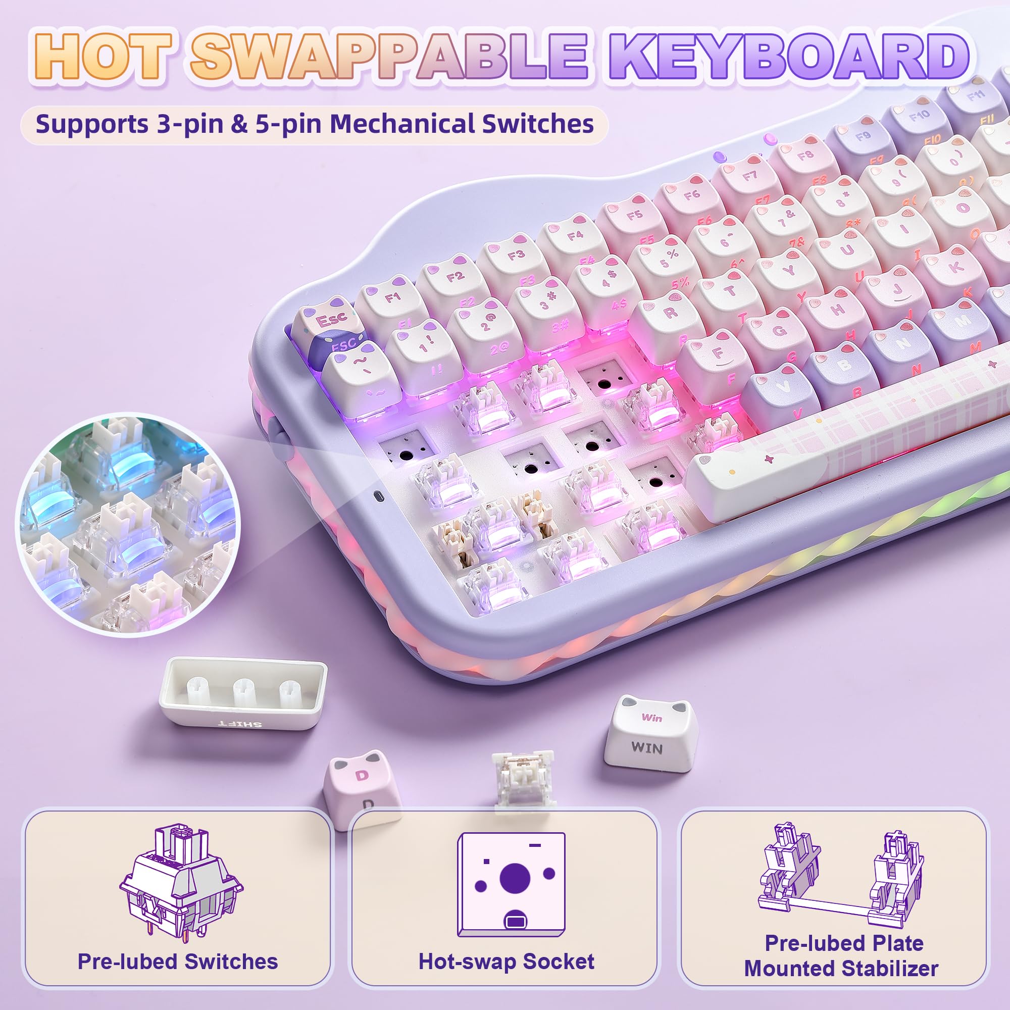 Amazon | YUNZII C75 ワイヤレスメカニカルキーボード 75%レイアウト